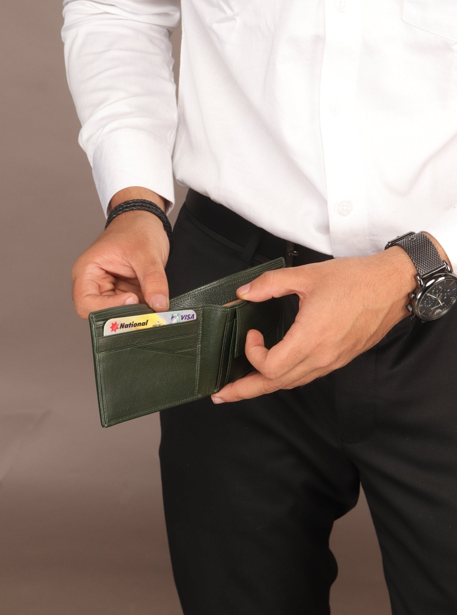 Classic Charm: Men's Solid Two Fold Leather Wallet - Timeless Style, Everyday Convenience - Flengo