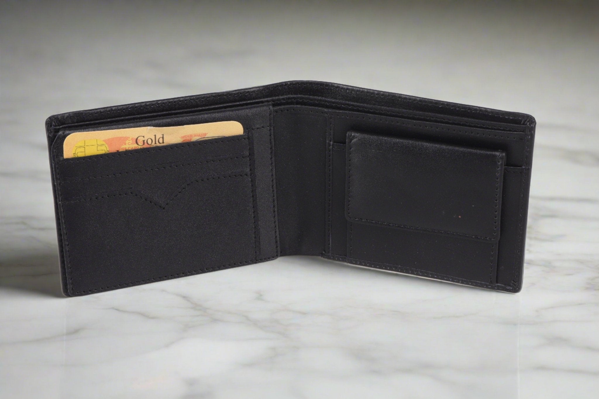 Classic Charm: Men's Solid Two Fold Leather Wallet - Timeless Style, Everyday Convenience - Flengo