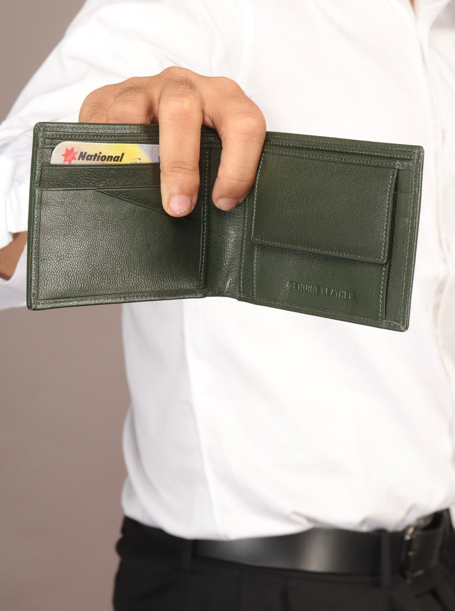 Classic Charm: Men's Solid Two Fold Leather Wallet - Timeless Style, Everyday Convenience - Flengo